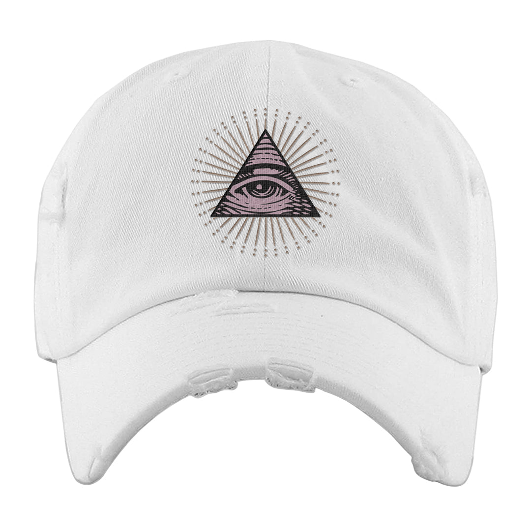 Slat Flats EMB High Dunks Distressed Dad Hat | All Seeing Eye, White