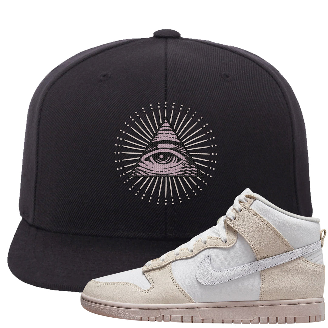 Slat Flats EMB High Dunks Snapback Hat | All Seeing Eye, Black