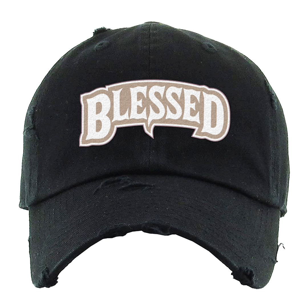 Slat Flats EMB High Dunks Distressed Dad Hat | Blessed Arch, Black