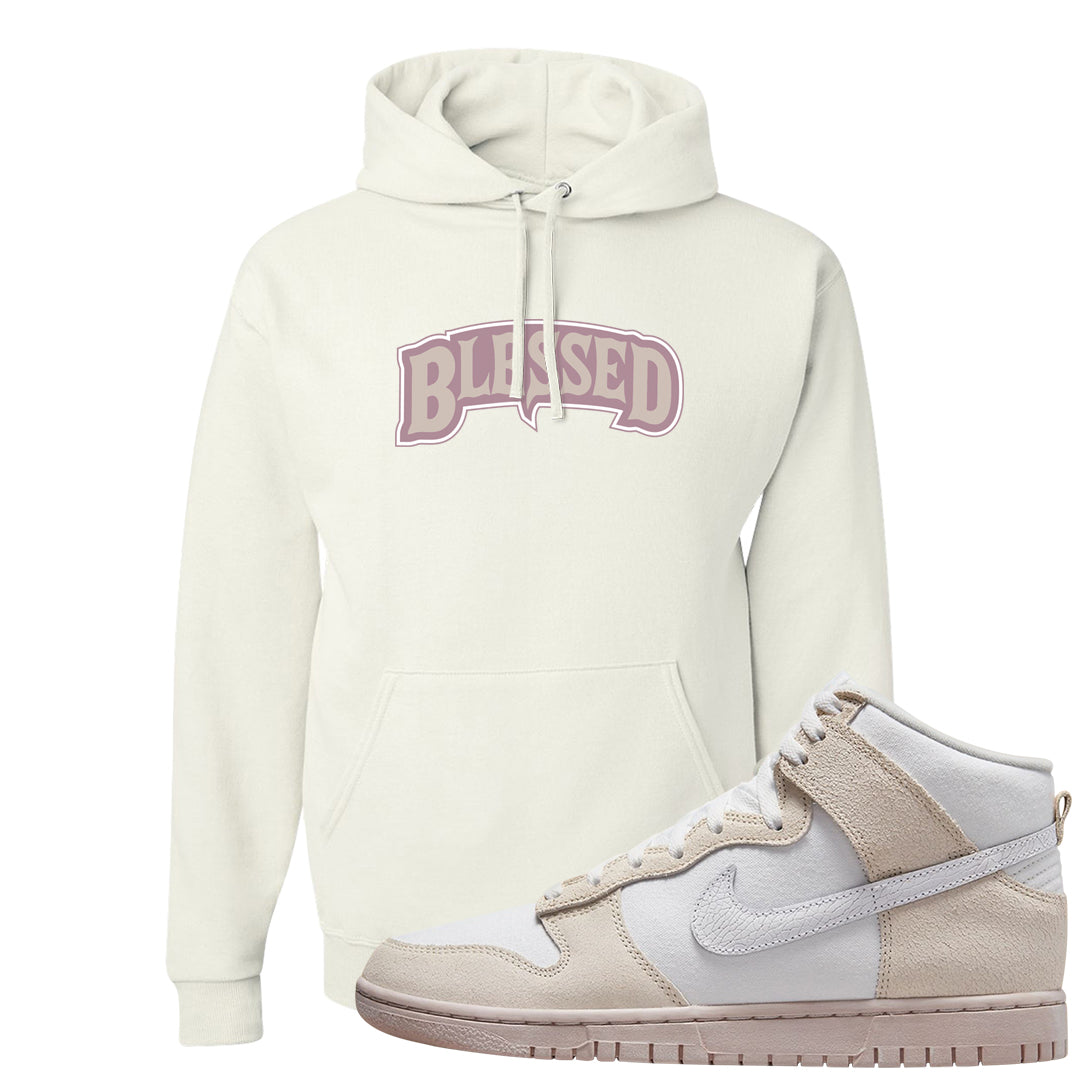 Slat Flats EMB High Dunks Hoodie | Blessed Arch, White