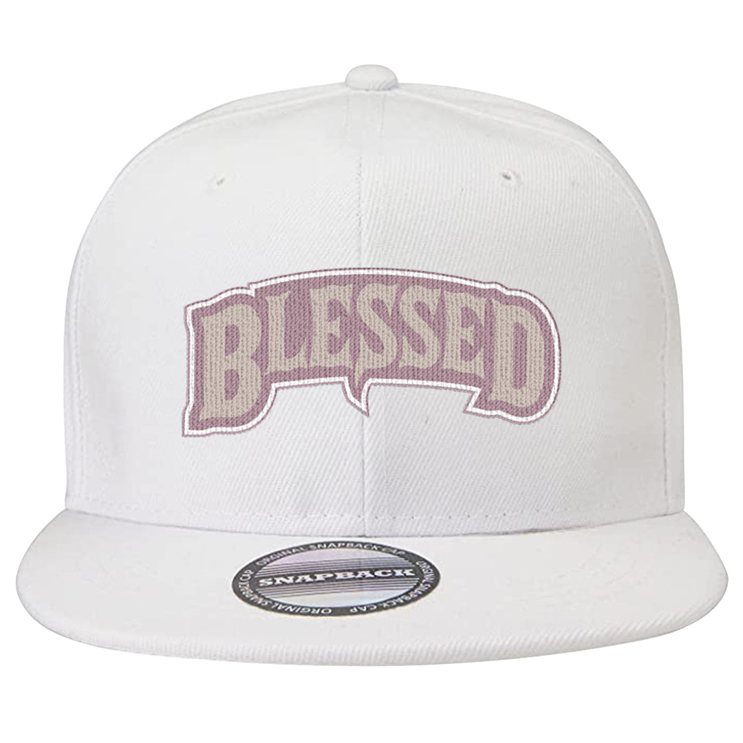 Slat Flats EMB High Dunks Snapback Hat | Blessed Arch, White