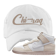 Slat Flats EMB High Dunks Distressed Dad Hat | Chiraq, White