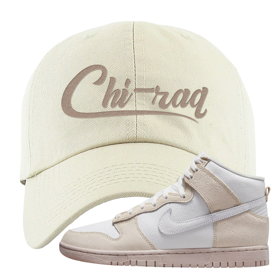 Slat Flats EMB High Dunks Dad Hat | Chiraq, White