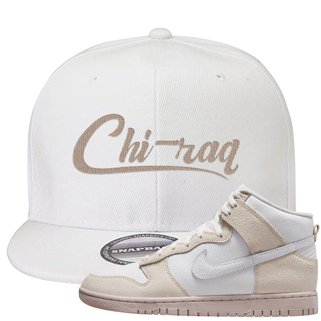 Slat Flats EMB High Dunks Snapback Hat | Chiraq, White