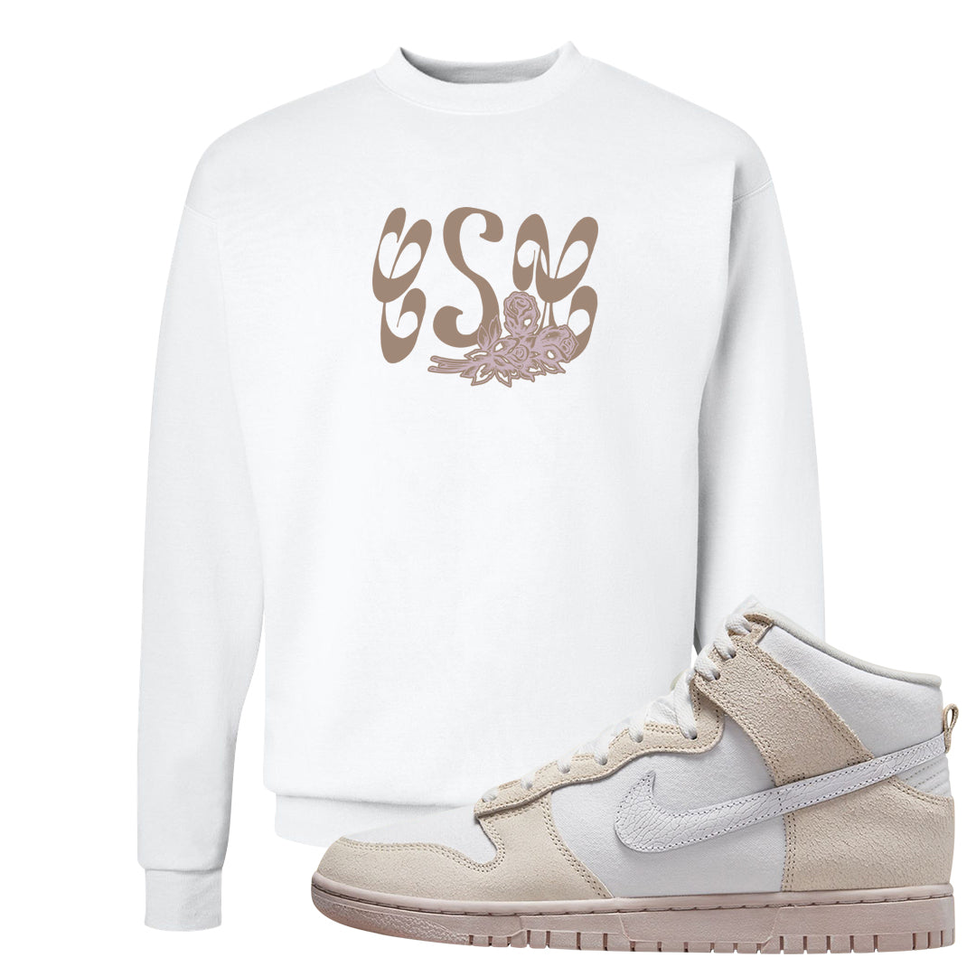 Slat Flats EMB High Dunks Crewneck Sweatshirt | Certified Sneakerhead, White
