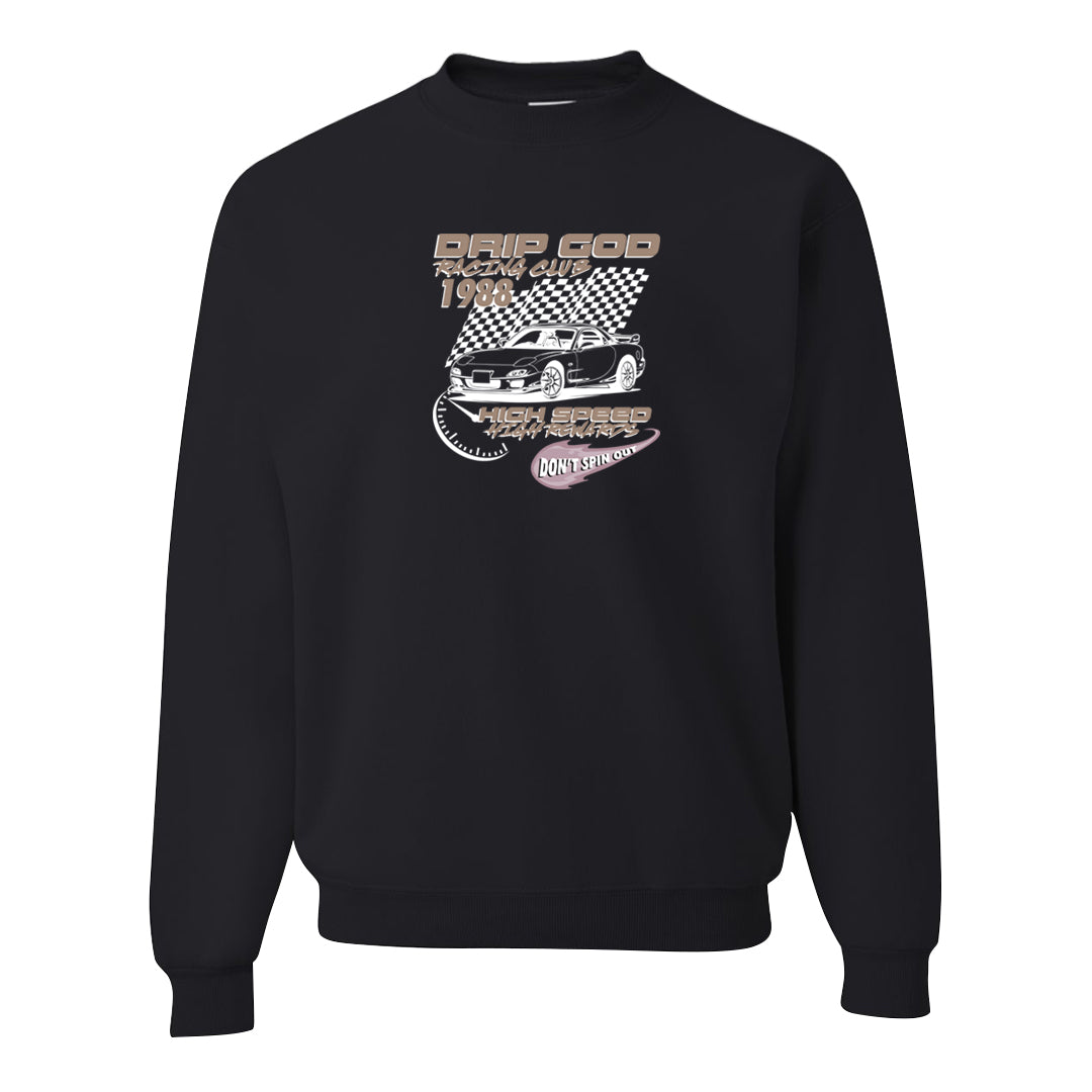 Slat Flats EMB High Dunks Crewneck Sweatshirt | Drip God Racing Club, Black