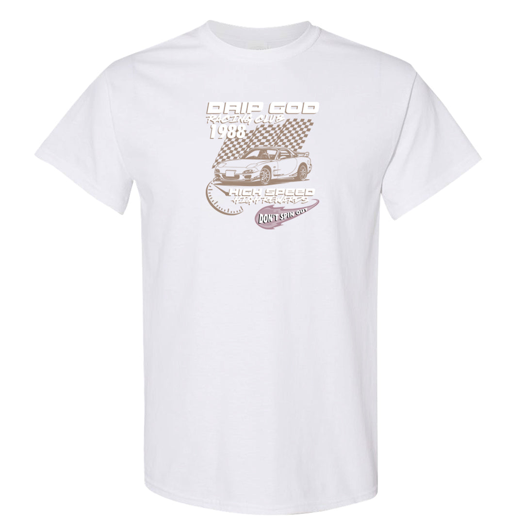 Slat Flats EMB High Dunks T Shirt | Drip God Racing Club, White