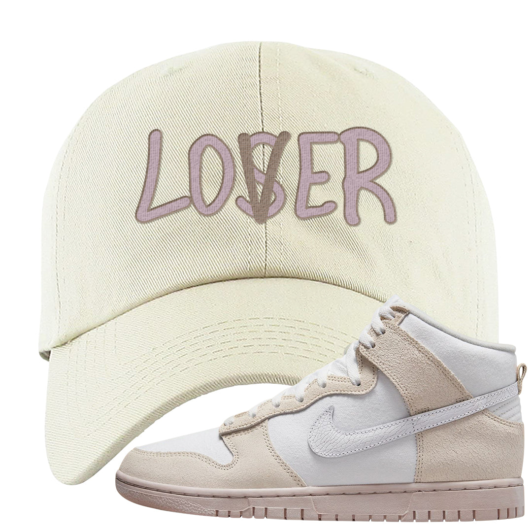Slat Flats EMB High Dunks Dad Hat | Lover, White