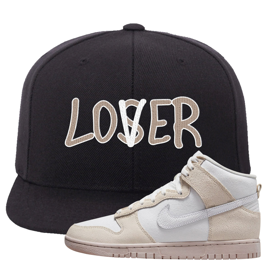 Slat Flats EMB High Dunks Snapback Hat | Lover, Black