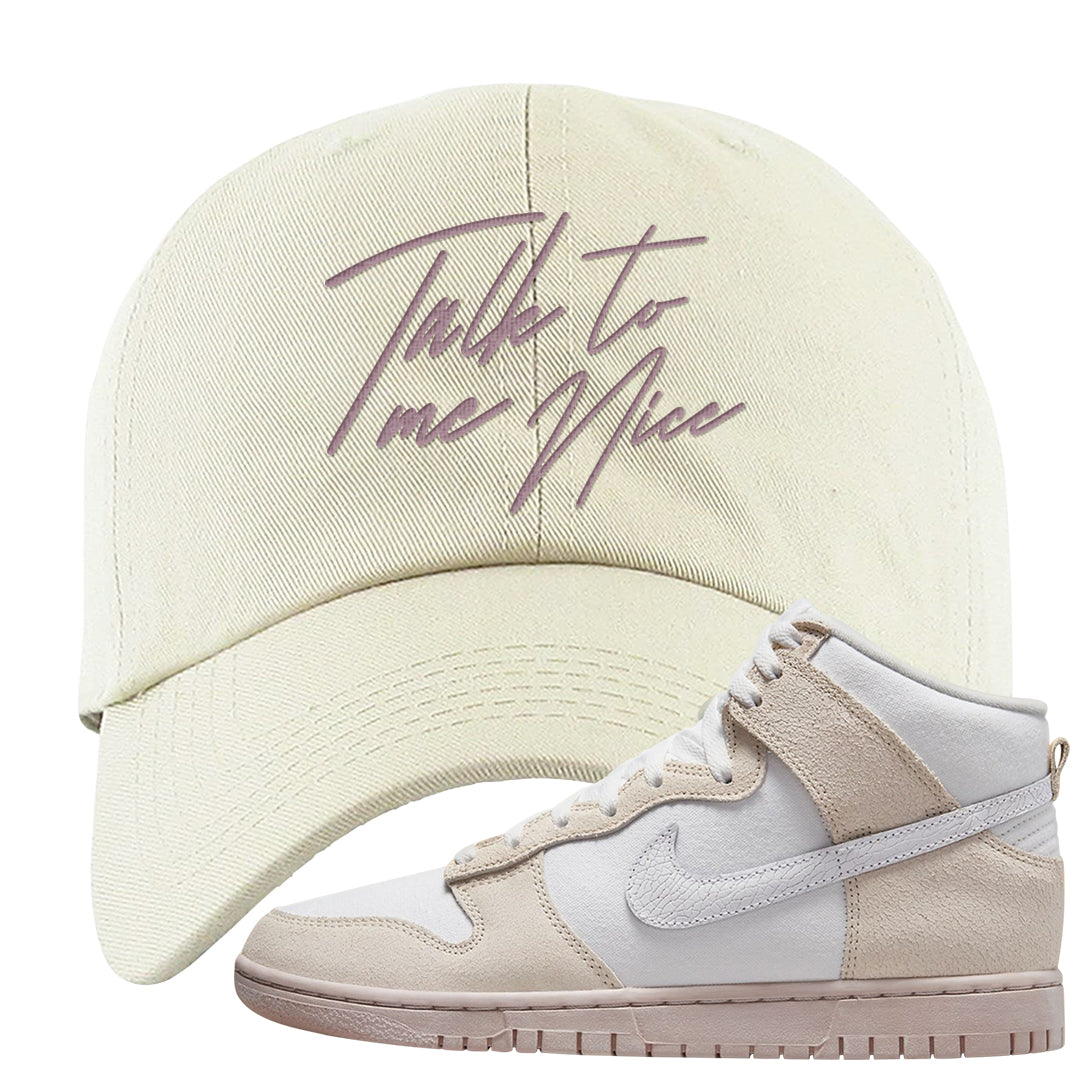 Slat Flats EMB High Dunks Dad Hat | Talk To Me Nice, White