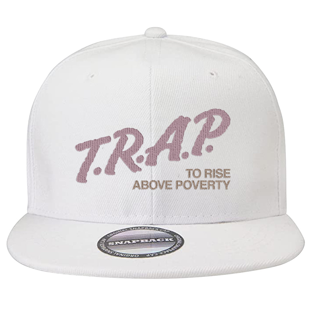 Slat Flats EMB High Dunks Snapback Hat | Trap To Rise Above Poverty, White
