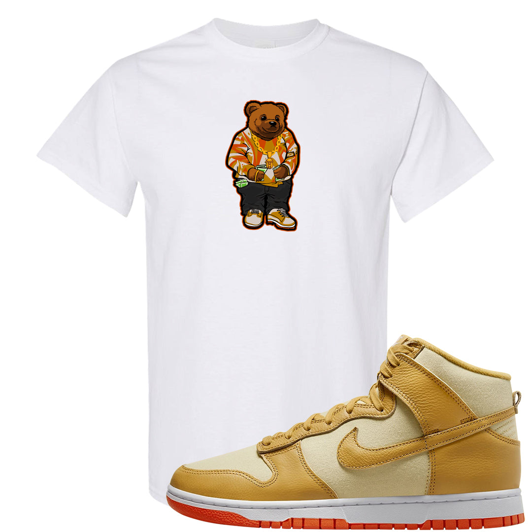 Wheat Gold High Dunks T Shirt | Sweater Bear, White