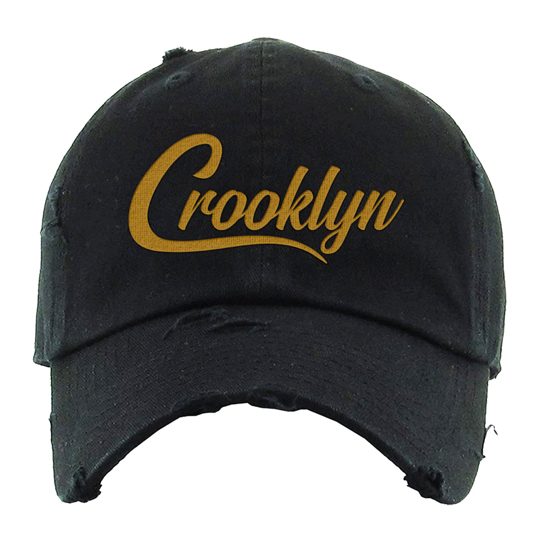 Wheat Gold High Dunks Distressed Dad Hat | Crooklyn, Black