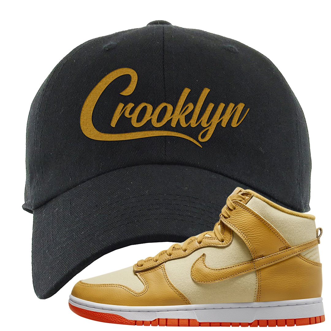 Wheat Gold High Dunks Dad Hat | Crooklyn, Black
