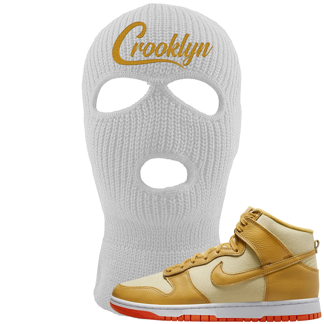 Wheat Gold High Dunks Ski Mask | Crooklyn, White