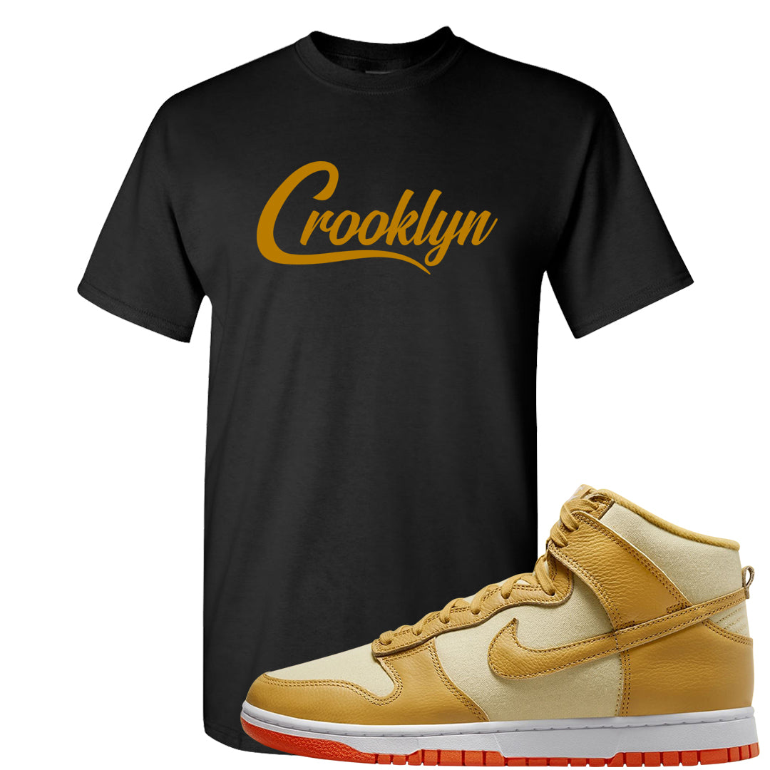 Wheat Gold High Dunks T Shirt | Crooklyn, Black