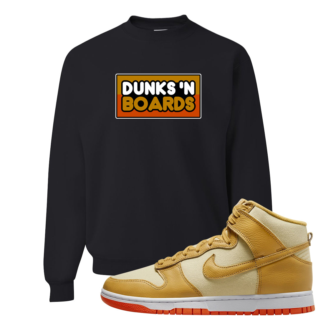 Wheat Gold High Dunks Crewneck Sweatshirt | Dunks N Boards, Black