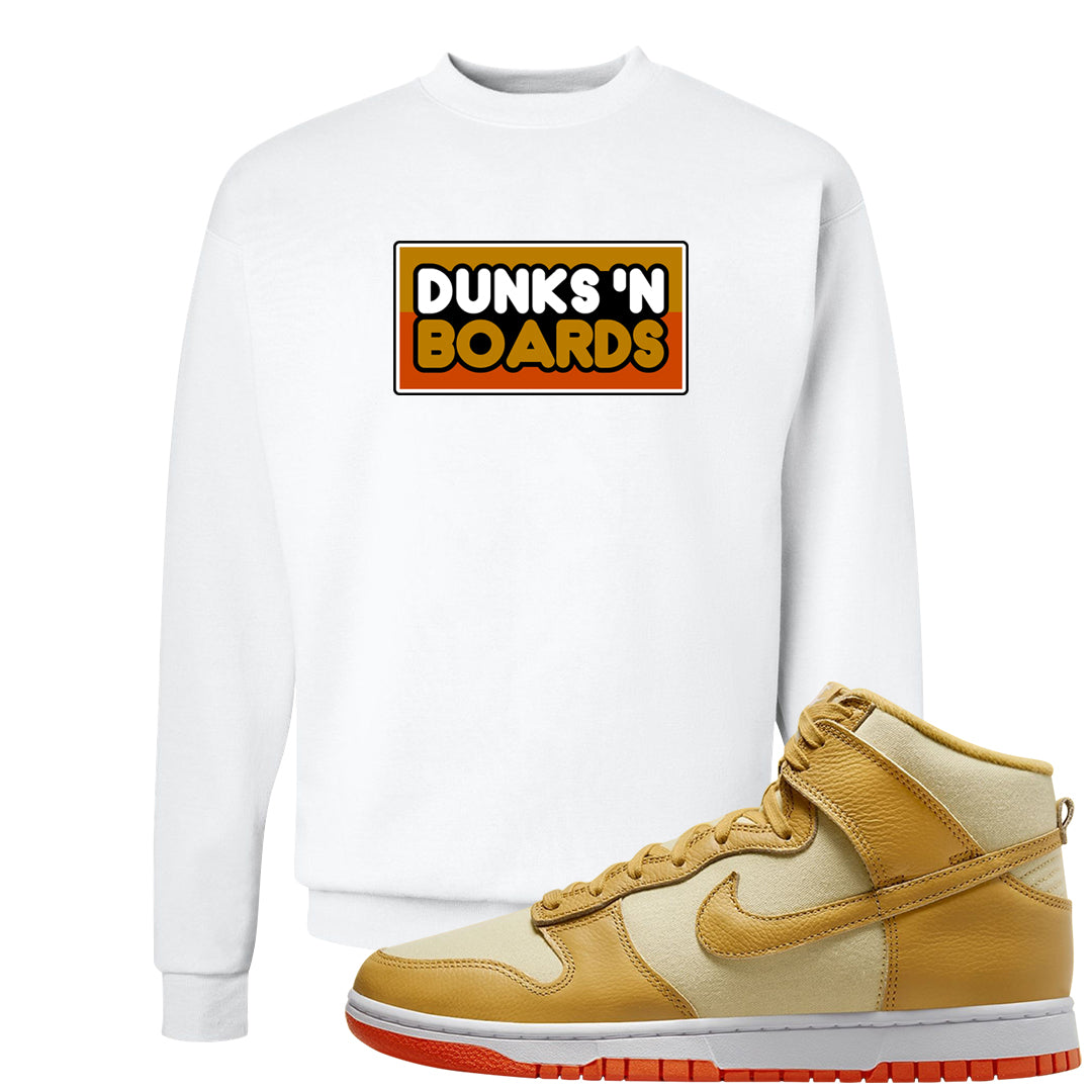 Wheat Gold High Dunks Crewneck Sweatshirt | Dunks N Boards, White