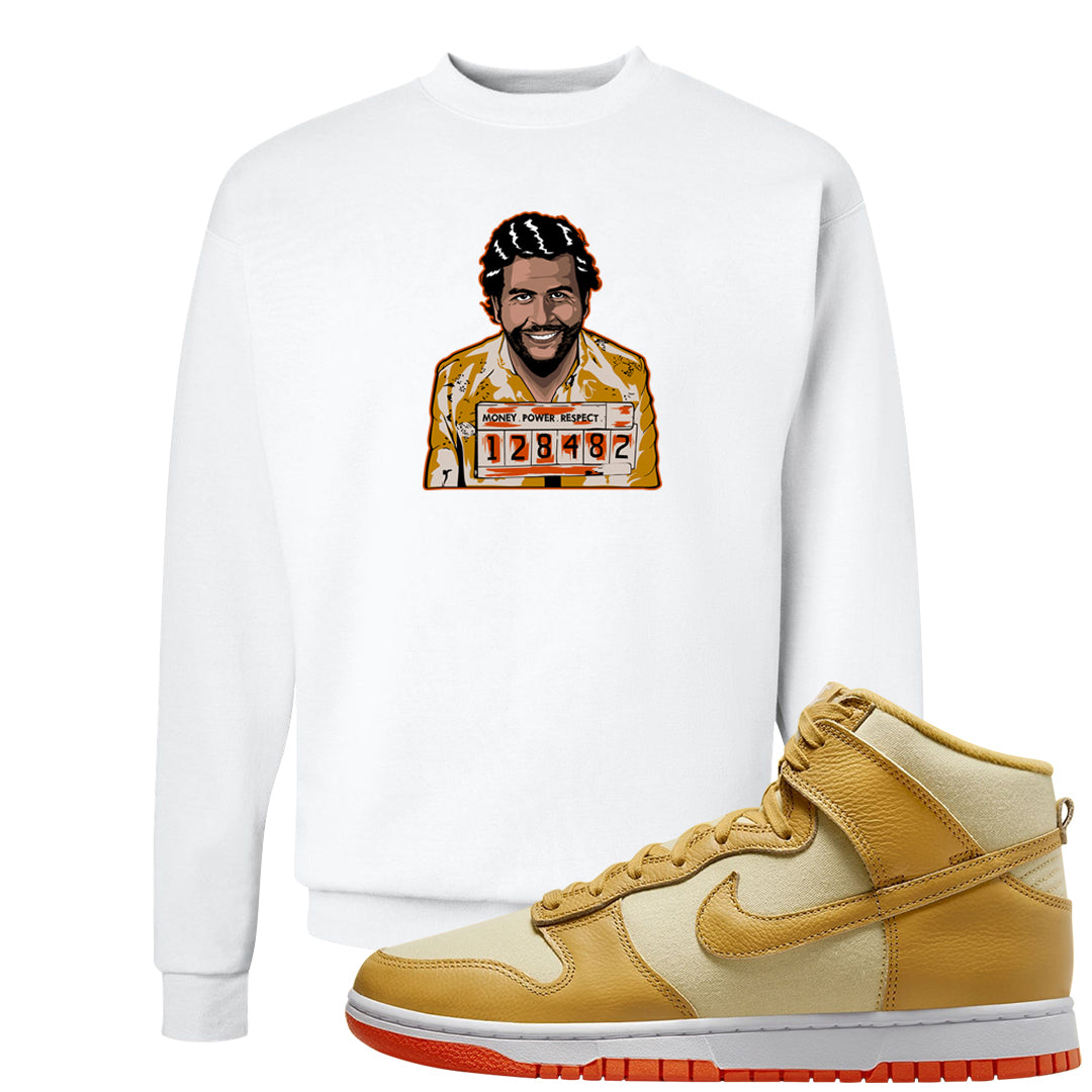 Wheat Gold High Dunks Crewneck Sweatshirt | Escobar Illustration, White