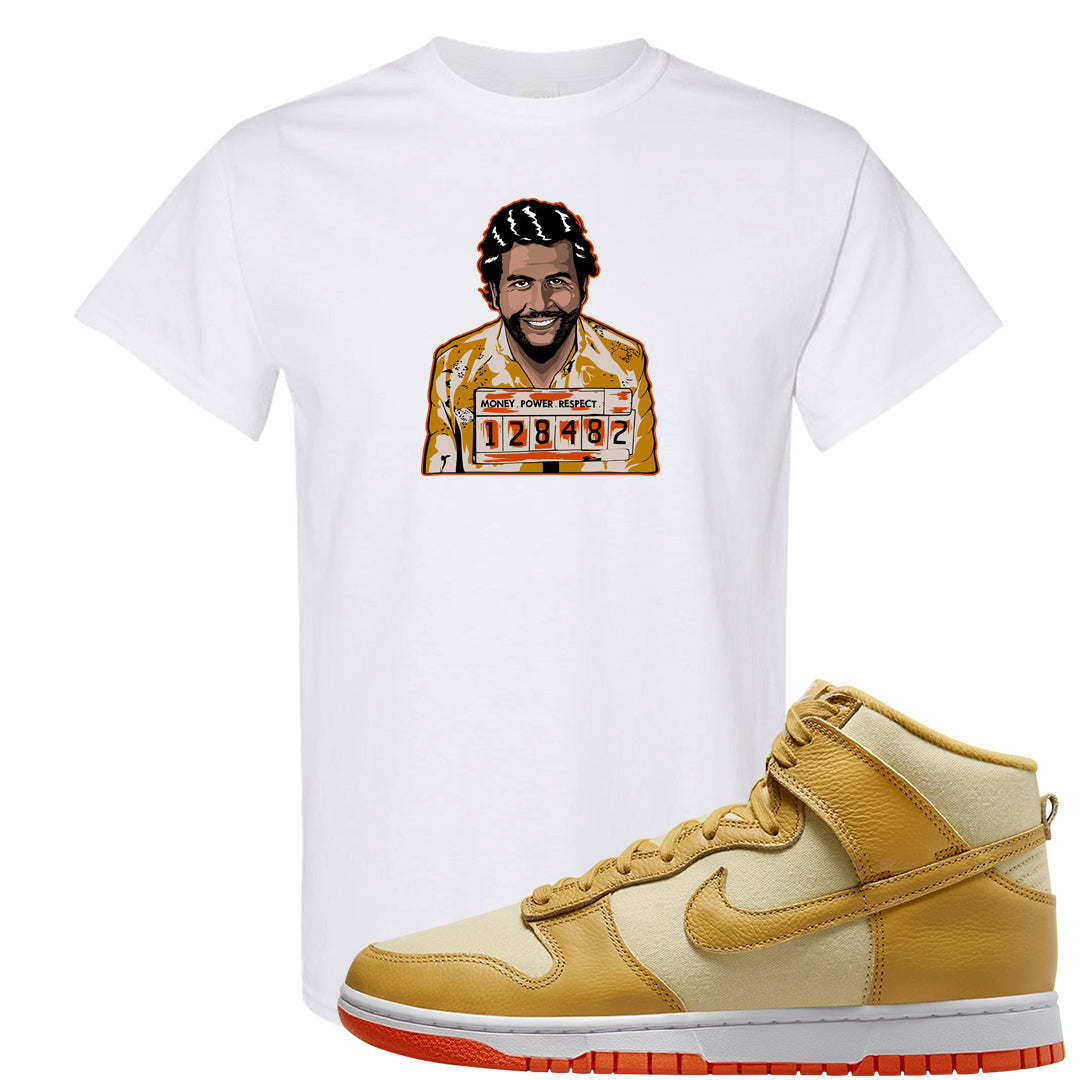 Wheat Gold High Dunks T Shirt | Escobar Illustration, White