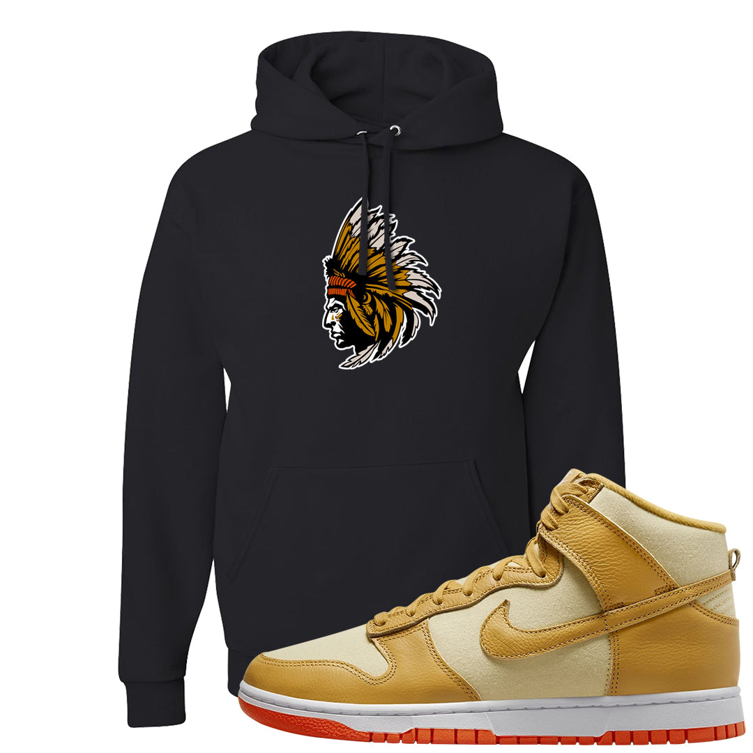 Wheat Gold High Dunks Hoodie | Indian Chief, Black