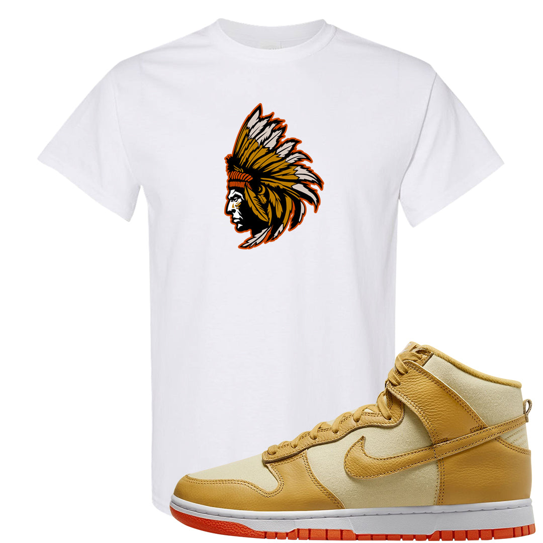 Wheat Gold High Dunks T Shirt | Indian Chief, White