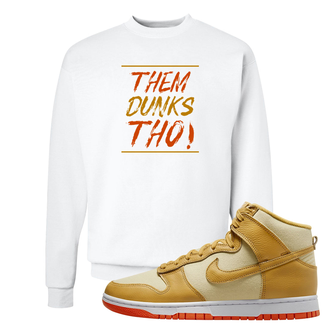 Wheat Gold High Dunks Crewneck Sweatshirt | Them Dunks Tho, White