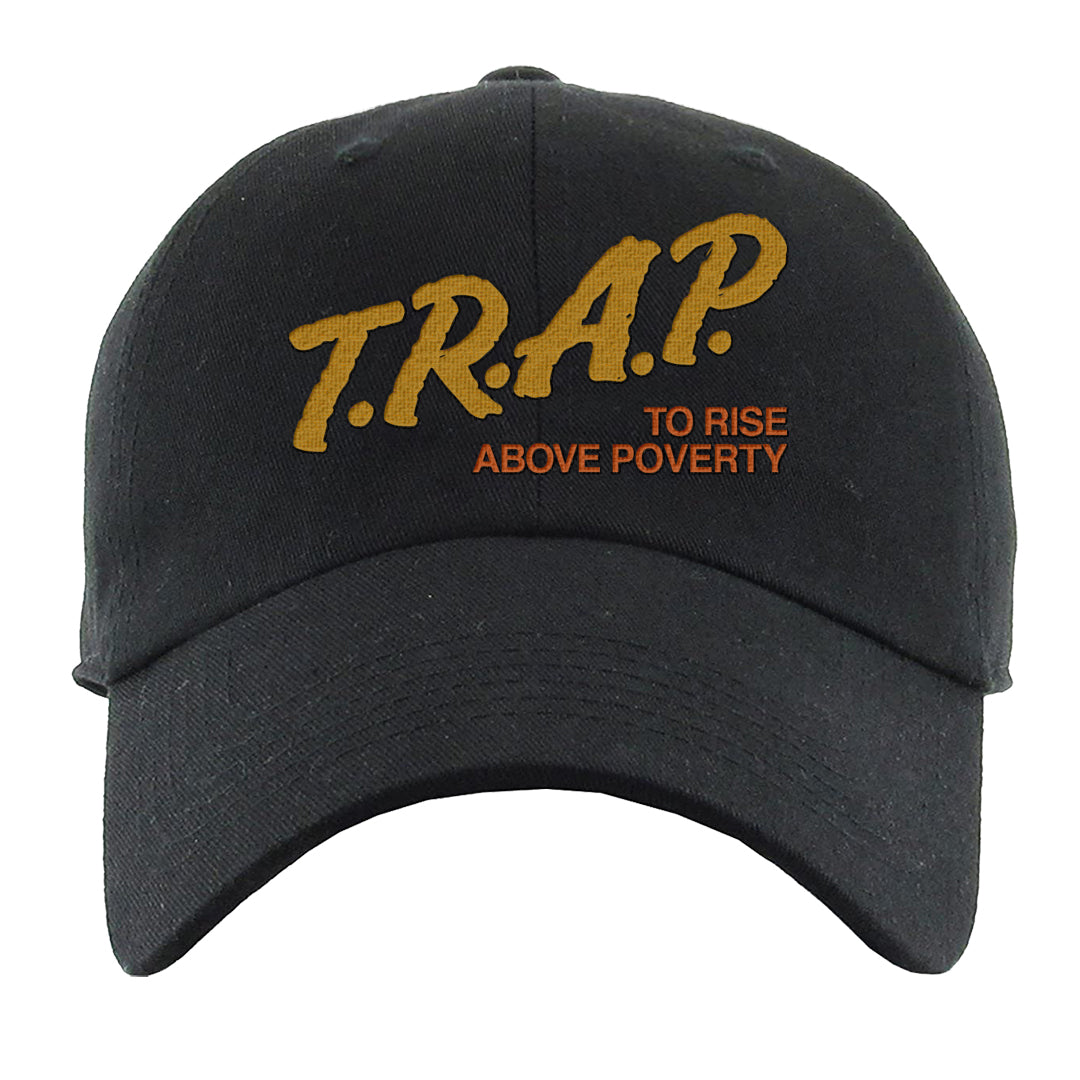 Wheat Gold High Dunks Dad Hat | Trap To Rise Above Poverty, Black