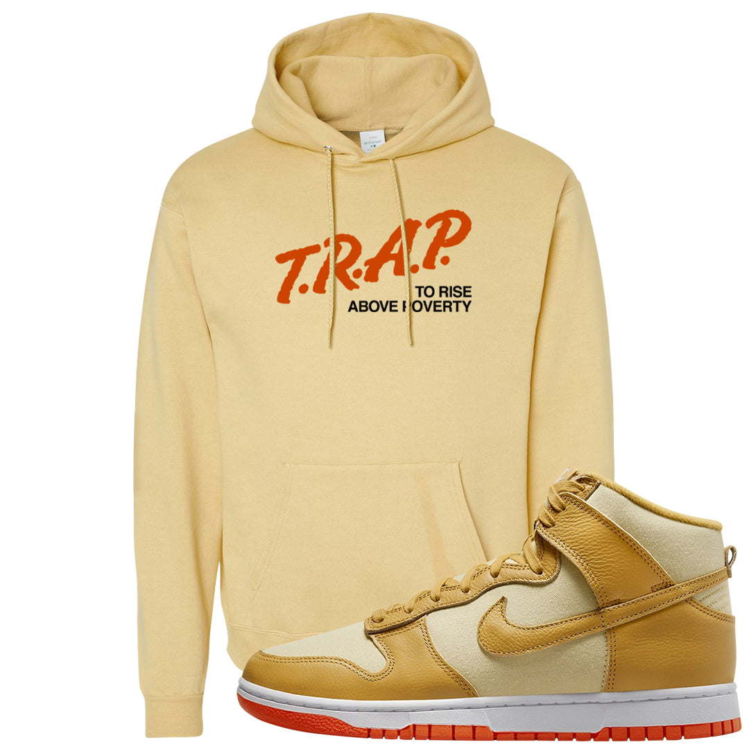 Wheat Gold High Dunks Hoodie | Trap To Rise Above Poverty, Athletic Gold