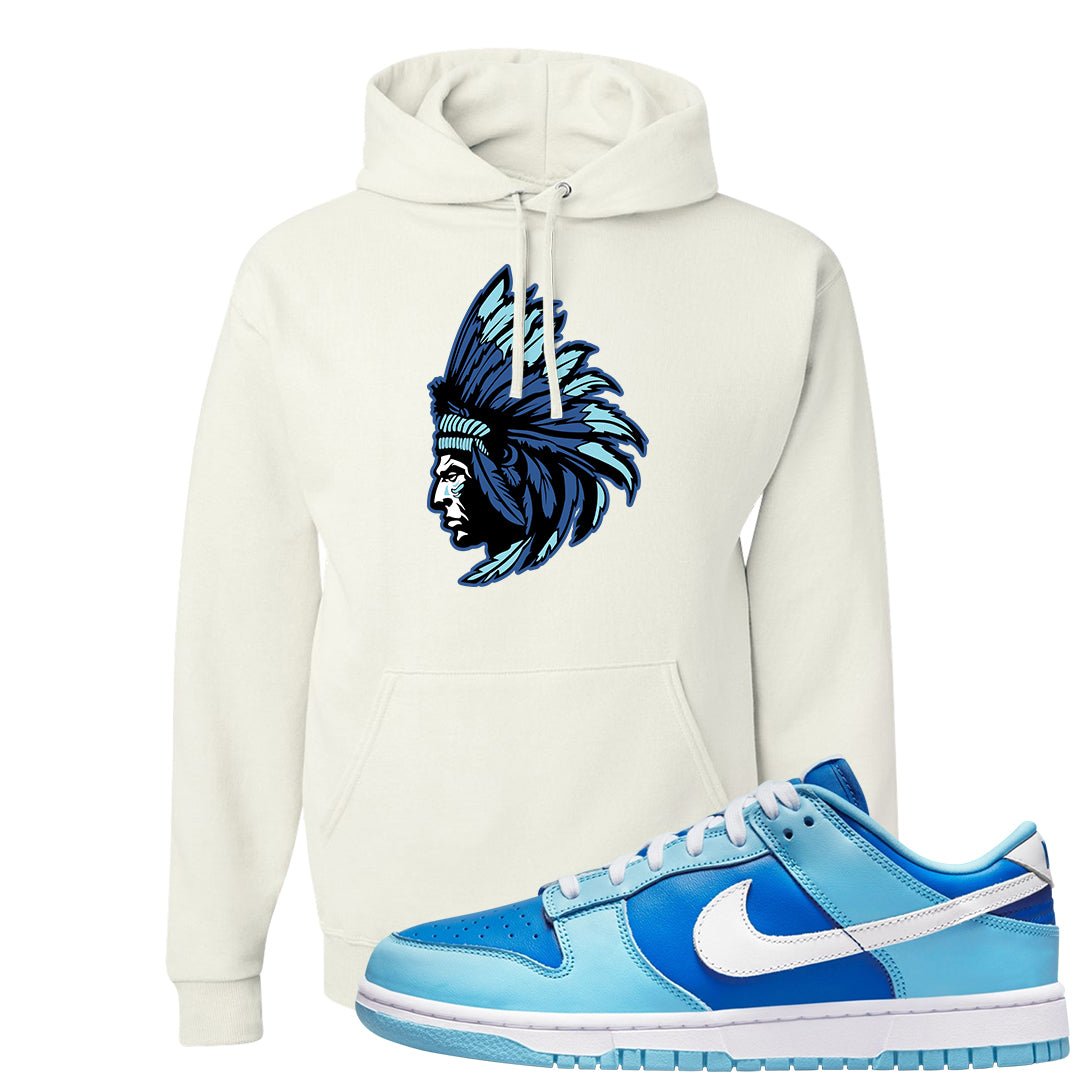 Argon Low Dunks Hoodie | Indian Chief, White