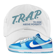 Argon Low Dunks Distressed Dad Hat | Trap To Rise Above Poverty, White