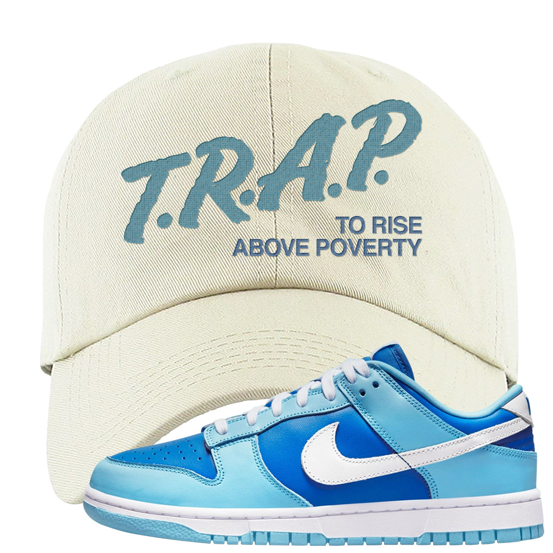 Argon Low Dunks Dad Hat | Trap To Rise Above Poverty, White