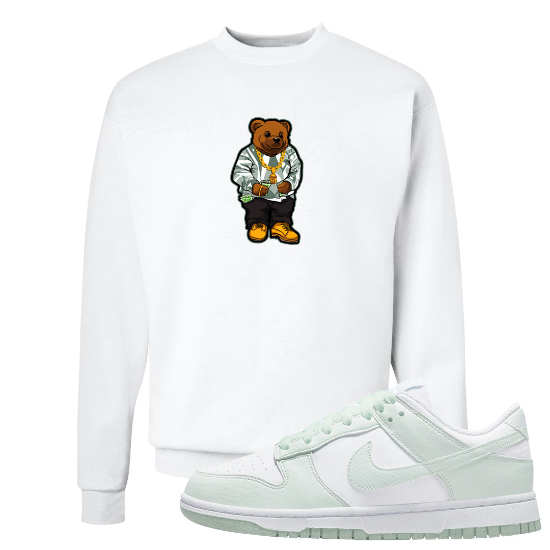 Barely Green White Low Dunks Crewneck Sweatshirt | Sweater Bear, White