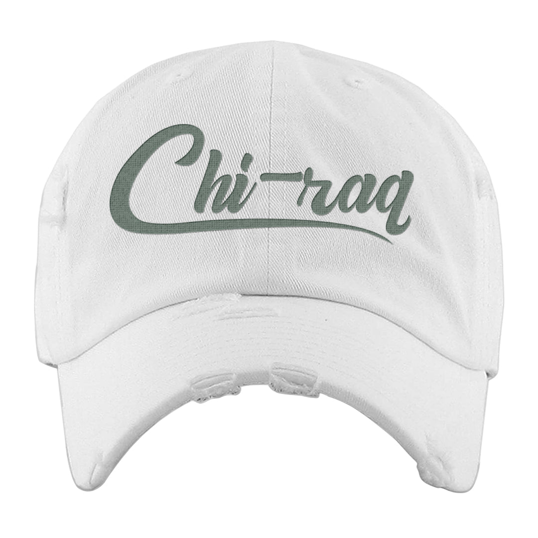 Barely Green White Low Dunks Distressed Dad Hat | Chiraq, White