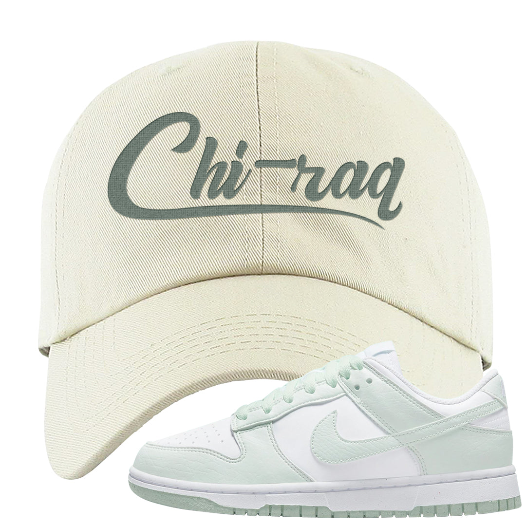 Barely Green White Low Dunks Dad Hat | Chiraq, White