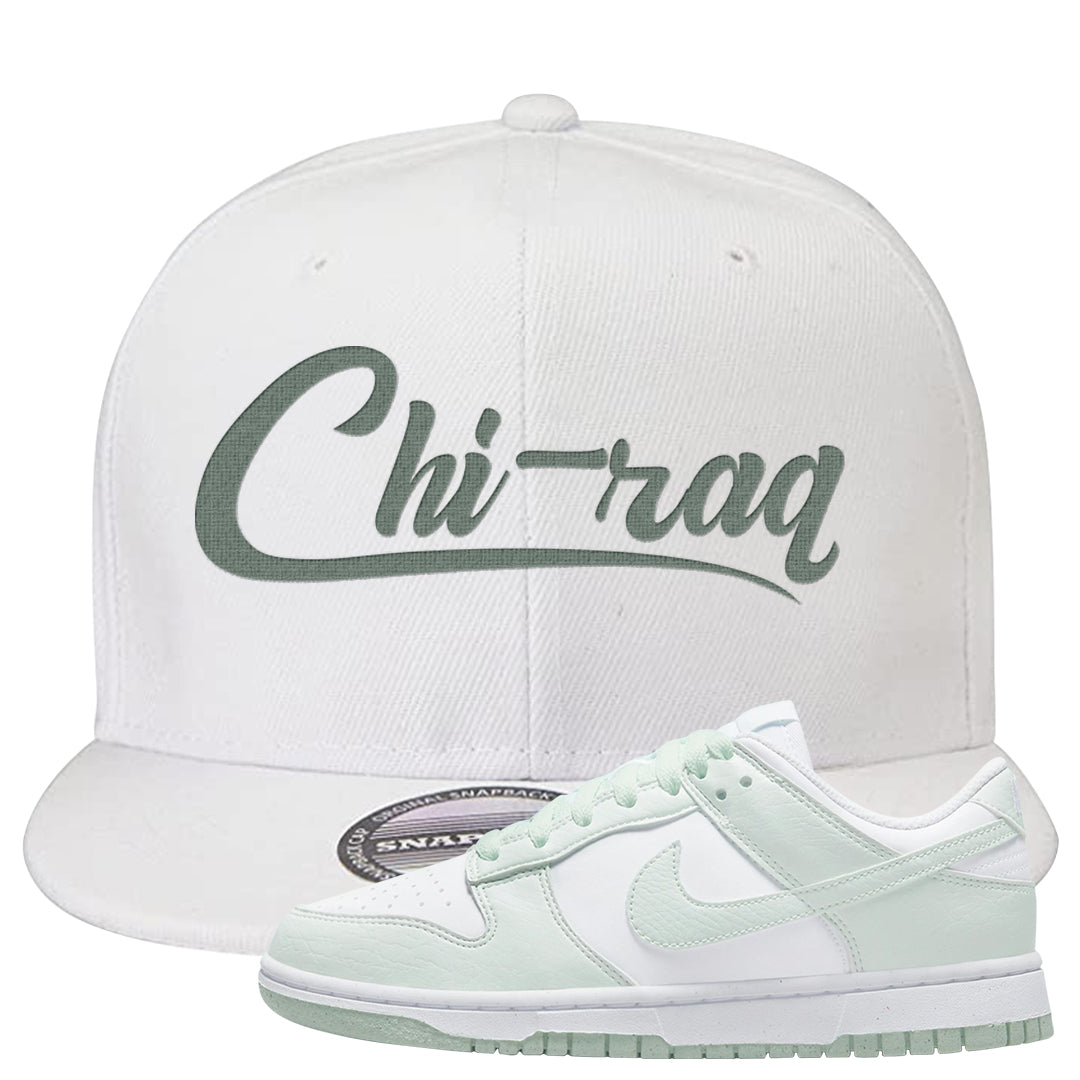 Barely Green White Low Dunks Snapback Hat | Chiraq, White