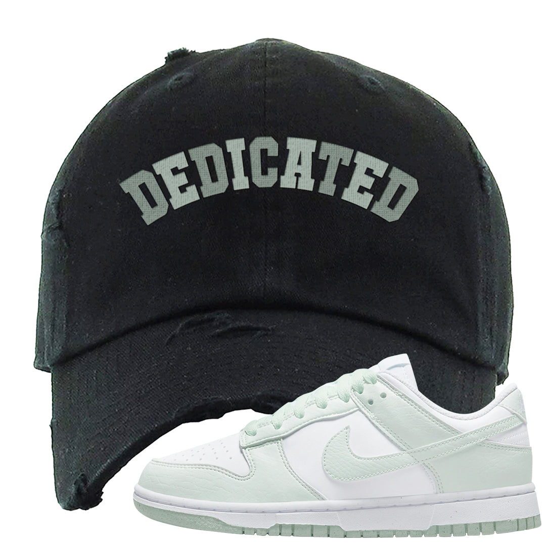 Barely Green White Low Dunks Distressed Dad Hat | Dedicated, Black