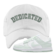 Barely Green White Low Dunks Distressed Dad Hat | Dedicated, White
