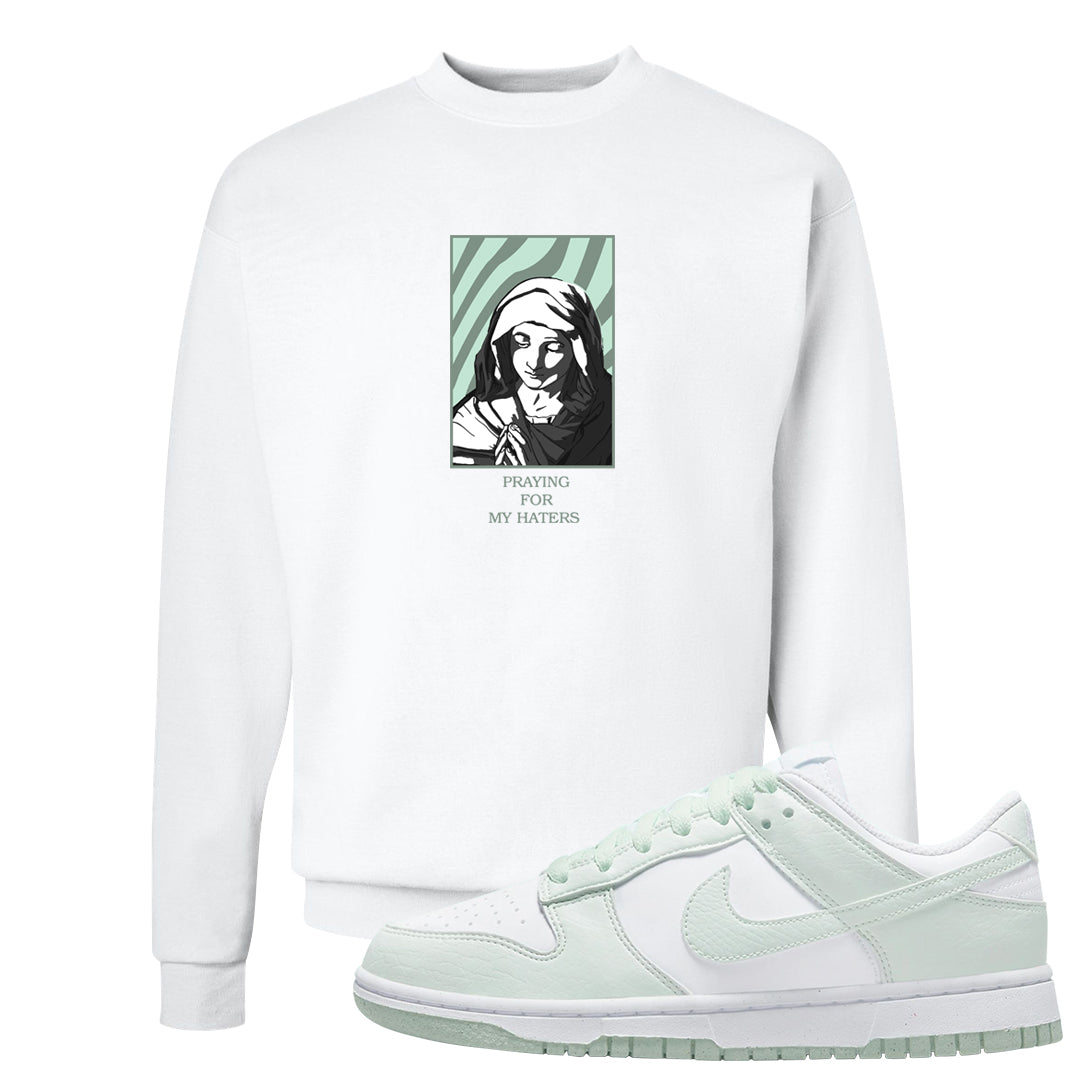 Barely Green White Low Dunks Crewneck Sweatshirt | God Told Me, White