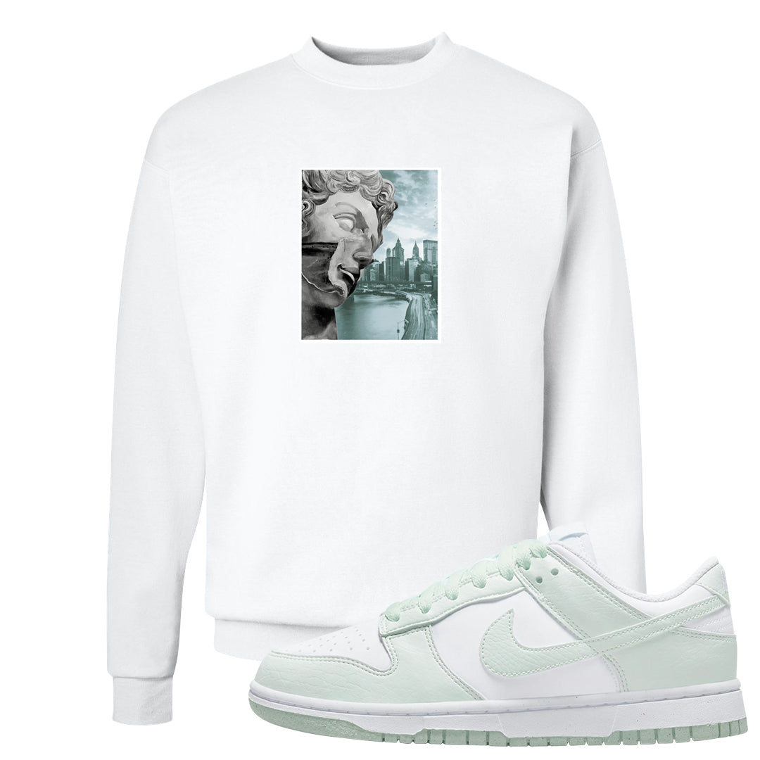 Barely Green White Low Dunks Crewneck Sweatshirt | Miguel, White