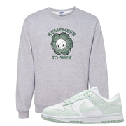 Barely Green White Low Dunks Crewneck Sweatshirt | Remember To Smile, Ash