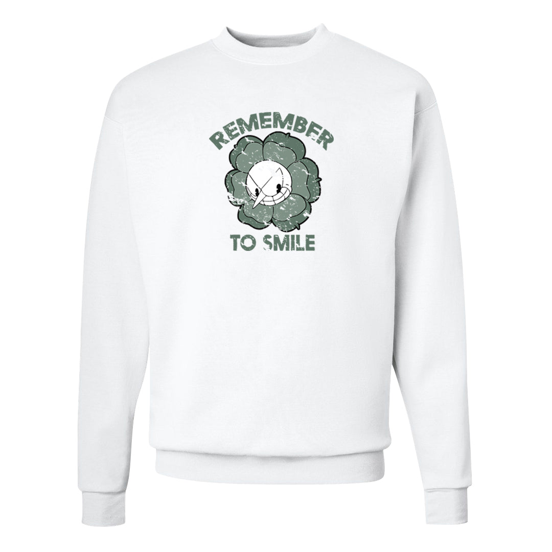 Barely Green White Low Dunks Crewneck Sweatshirt | Remember To Smile, White
