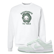 Barely Green White Low Dunks Crewneck Sweatshirt | Remember To Smile, White