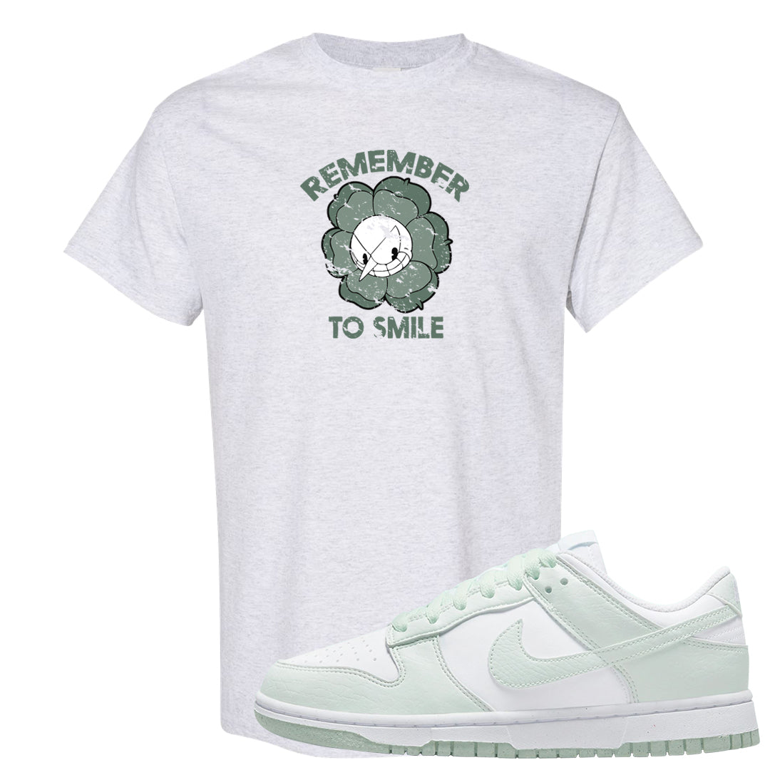 Barely Green White Low Dunks T Shirt | Remember To Smile, Ash