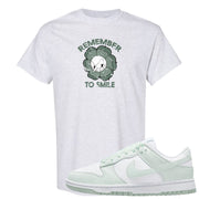 Barely Green White Low Dunks T Shirt | Remember To Smile, Ash
