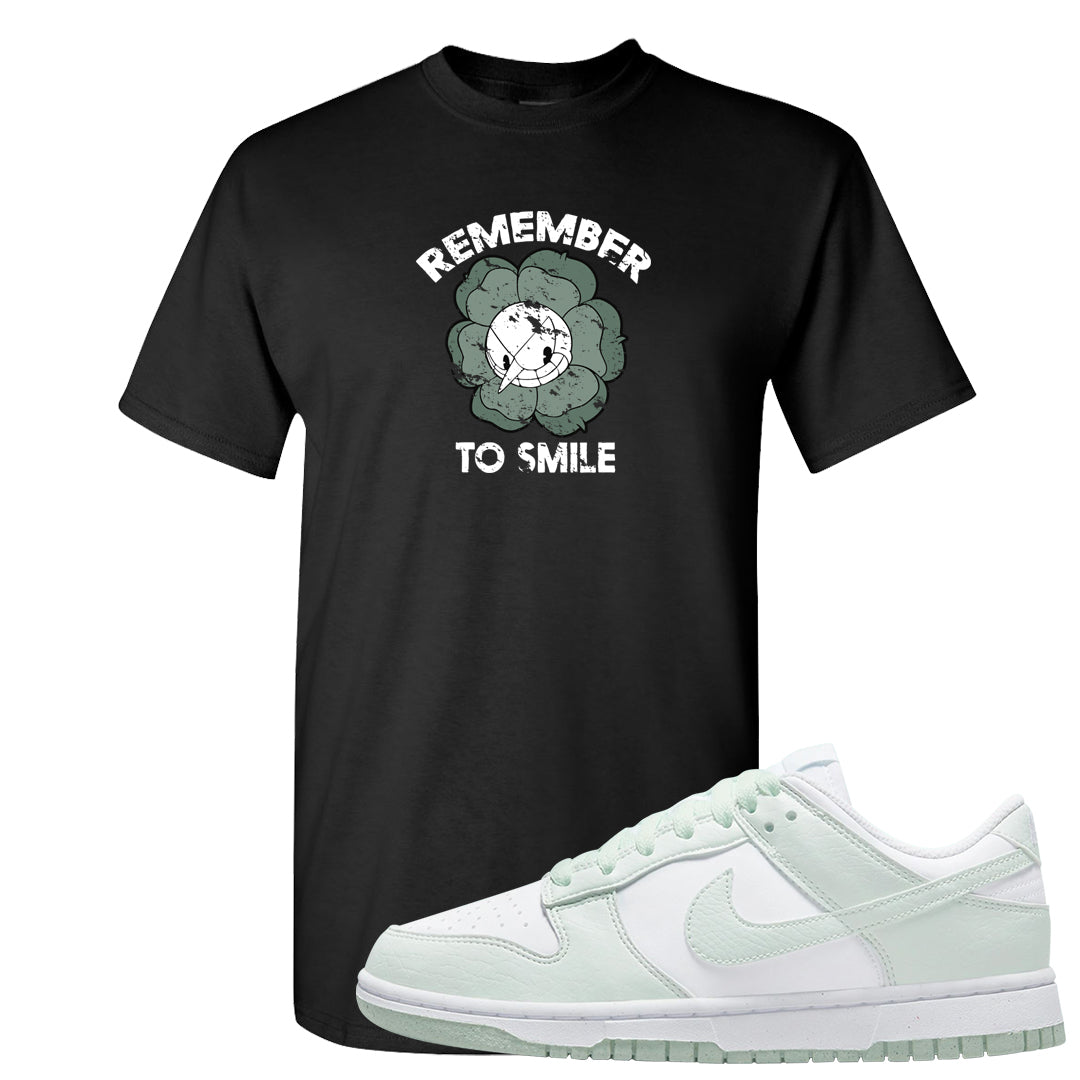 Barely Green White Low Dunks T Shirt | Remember To Smile, Black