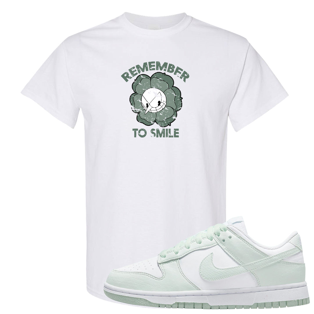 Barely Green White Low Dunks T Shirt | Remember To Smile, White