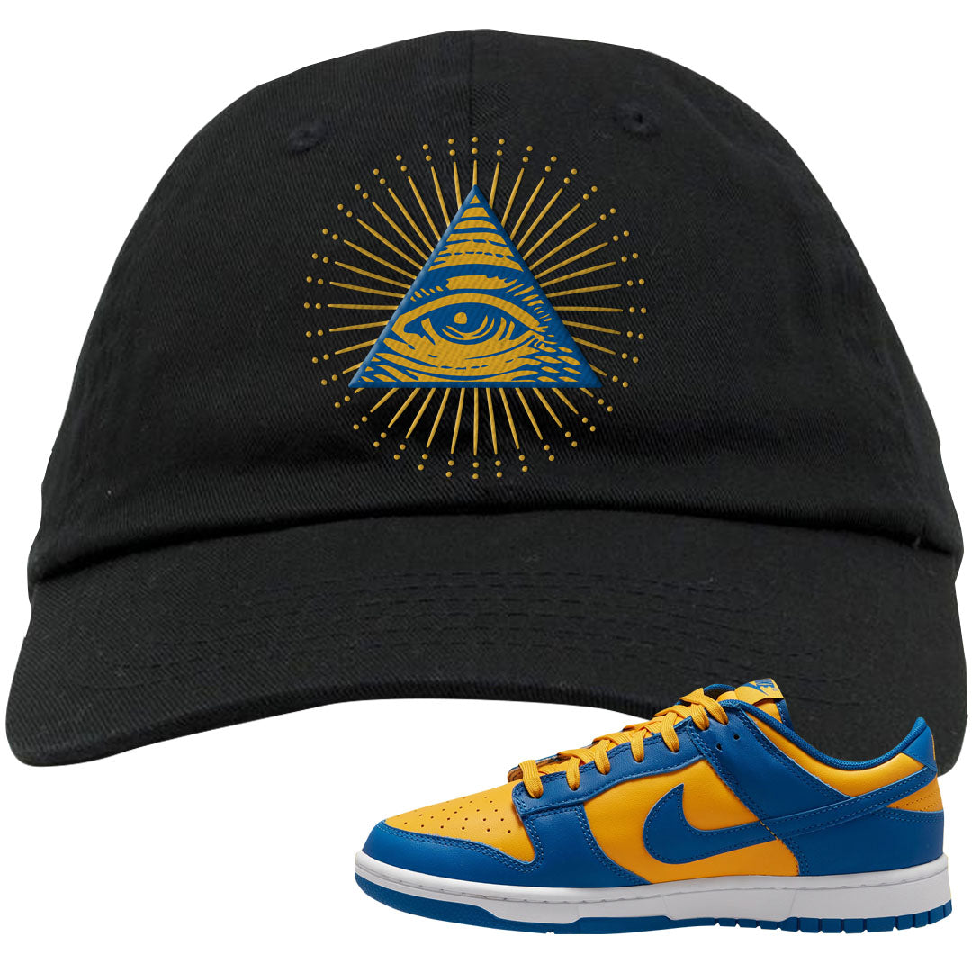 Blue Yellow White Low Dunks Dad Hat | All Seeing Eye, Black