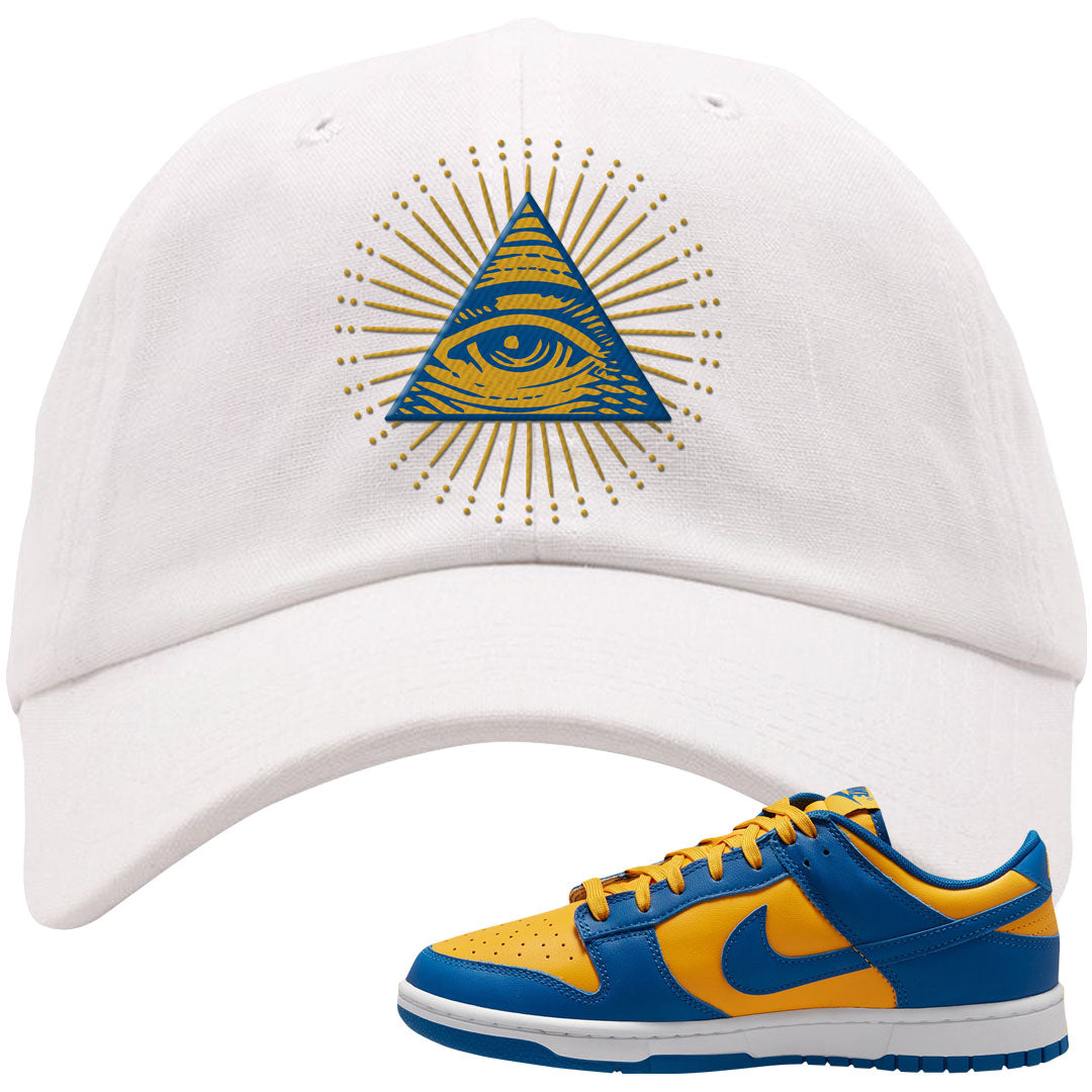 Blue Yellow White Low Dunks Dad Hat | All Seeing Eye, White