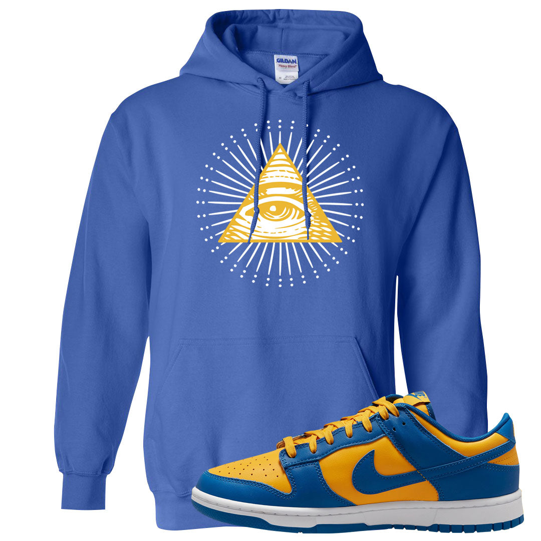 Blue Yellow White Low Dunks Hoodie | All Seeing Eye, Royal